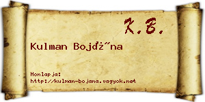Kulman Bojána névjegykártya